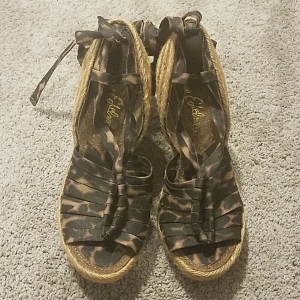 Sam Edelman Lexi Cheetah Leopard Animal Print Espadrille Platform Wedge 7.5 - Picture 2 of 7